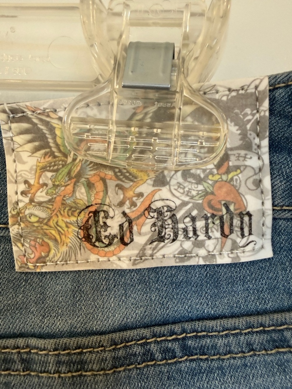 Ed Hardy Women's Blue Denim Jeans with Dragon - Picture 2 of 8